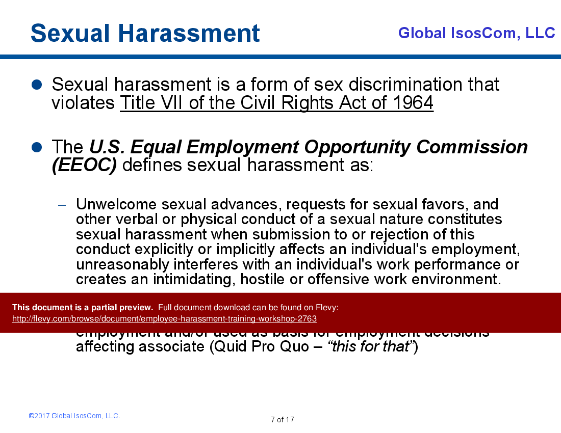 Employee Harassment Training Workshop (17-slide PPT PowerPoint presentation (PPT)) Preview Image