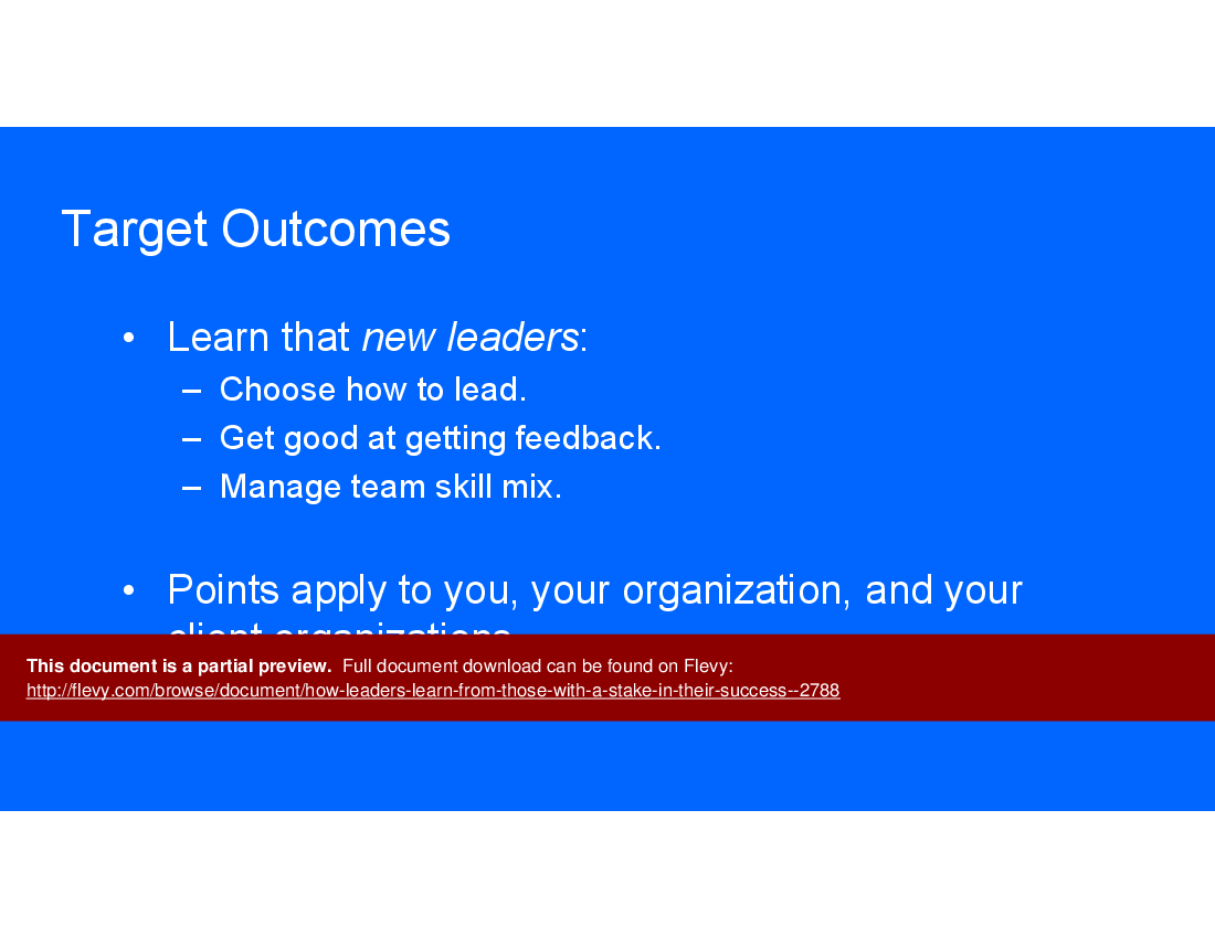 How Leaders Learn from Those with a Stake in Their Success (36-slide PPT PowerPoint presentation (PPTX)) Preview Image