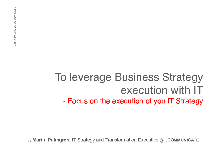 Leverage Business Strategy Execution with IT (111-page PDF document) Preview Image