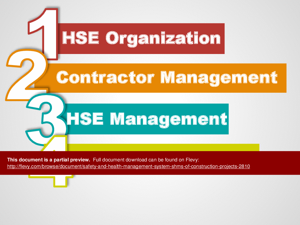 This is a partial preview of Safety & Health Management System (SHMS) of Construction Projects (101-slide PowerPoint presentation (PPTX)). Full document is 101 slides. 