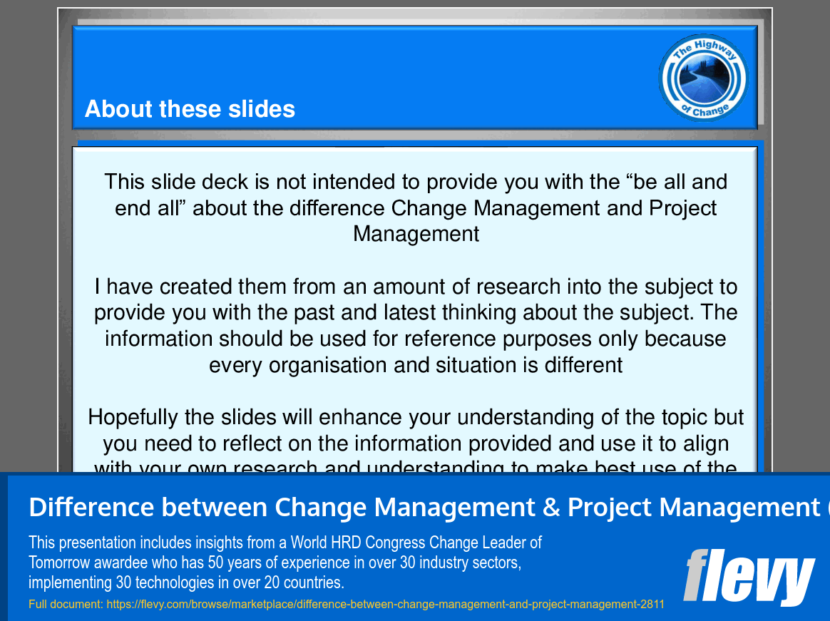 Difference between Change Management & Project Management (43-slide PPT PowerPoint presentation (PPT)) Preview Image