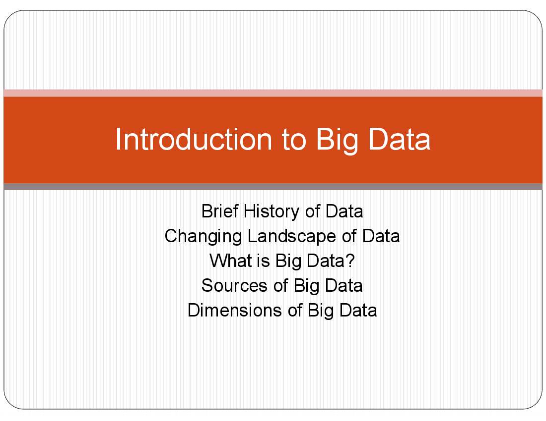 Introduction to Big Data