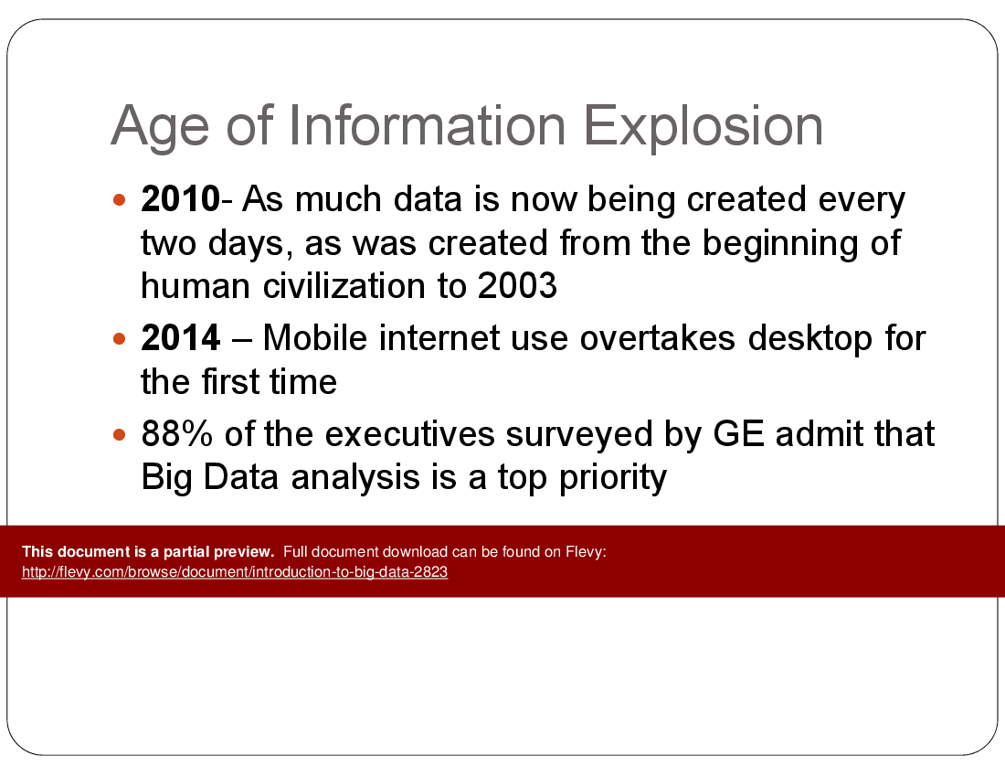 This is a partial preview of Introduction to Big Data (47-slide PowerPoint presentation (PPTX)). Full document is 47 slides. 