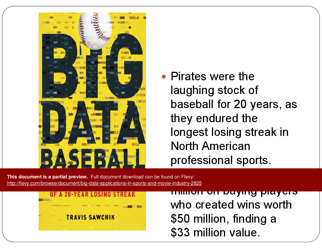 Big Data Applications in Sports and Movie Industry (23-slide PPT PowerPoint presentation (PPTX)) Preview Image