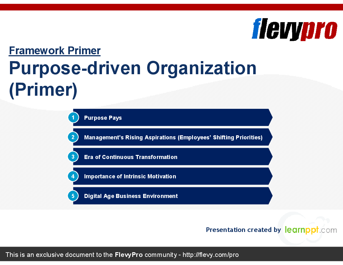 This is a partial preview of Purpose-driven Organization Primer (22-slide PowerPoint presentation (PPT)). Full document is 22 slides. 