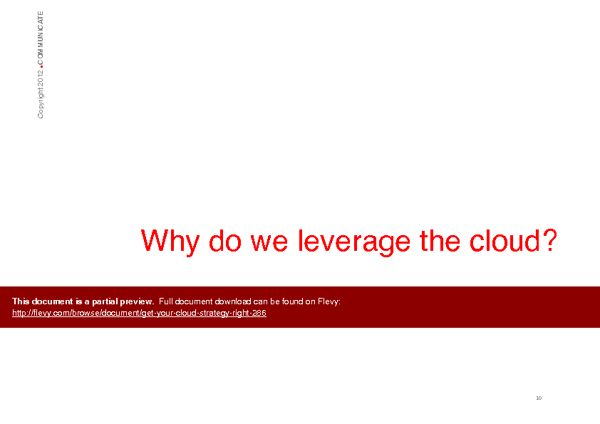 This is a partial preview of Get Your Cloud Strategy Right (170-page PDF document). Full document is 170 pages. 