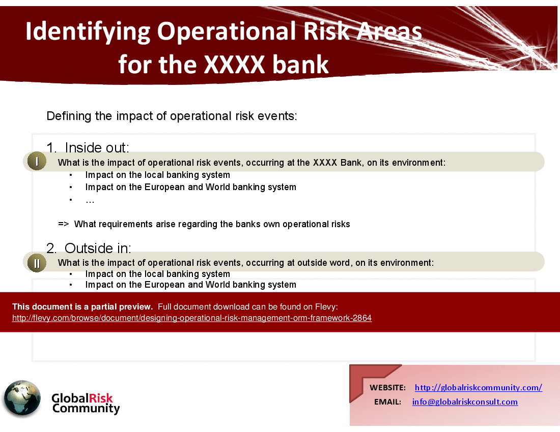 This is a partial preview of Designing Operational Risk Management (ORM) Framework (48-slide PowerPoint presentation (PPT)). Full document is 48 slides. 
