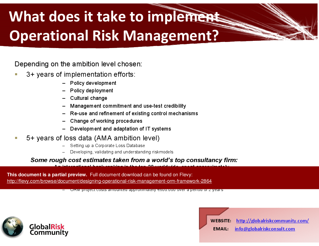 Designing Operational Risk Management (ORM) Framework (48-slide PPT PowerPoint presentation (PPT)) Preview Image