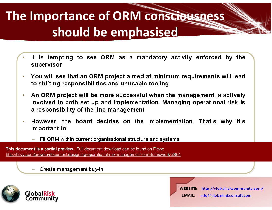 Designing Operational Risk Management (ORM) Framework (48-slide PPT PowerPoint presentation (PPT)) Preview Image