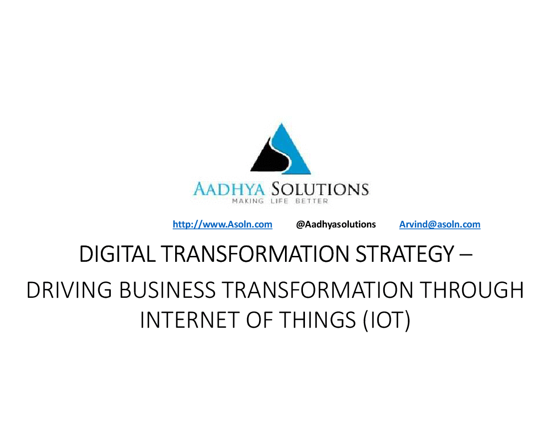 Internet of Things (IOT) driving Digital Transformation