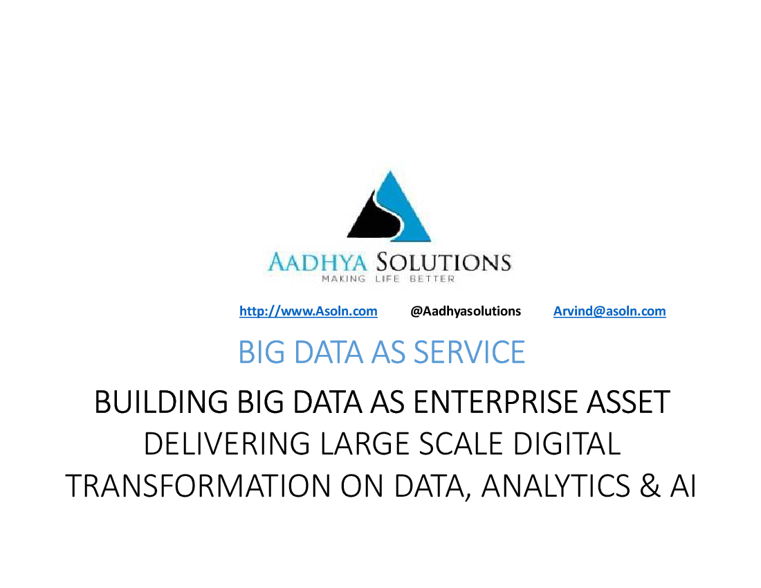 Enabling Big Data as Service Strategy for Enterprises (14-slide PPT PowerPoint presentation (PPTX)) Preview Image