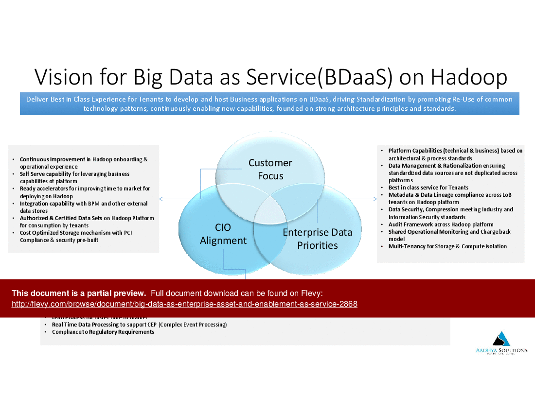 This is a partial preview of Enabling Big Data as Service Strategy for Enterprises (14-slide PowerPoint presentation (PPTX)). Full document is 14 slides. 