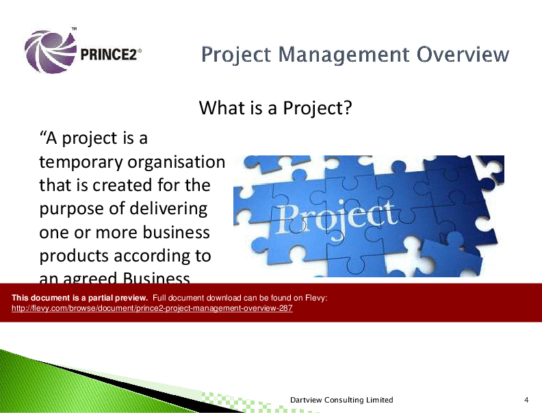 This is a partial preview of PRINCE2 Project Management Overview (77-slide PowerPoint presentation (PPTX)). Full document is 77 slides. 