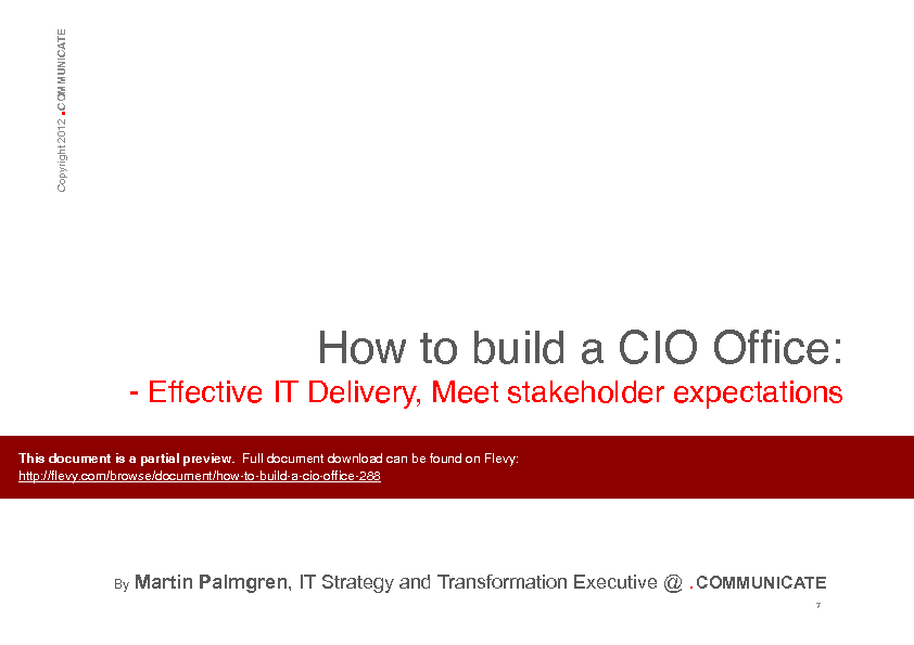 This is a partial preview of How to Build a CIO Office (197-page PDF document). Full document is 197 pages. 