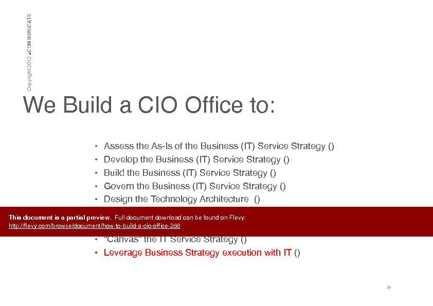 This is a partial preview of How to Build a CIO Office (197-page PDF document). Full document is 197 pages. 