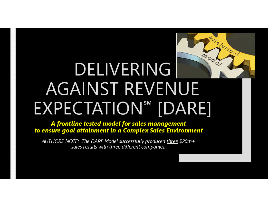 DARE (Delivering Against Revenue Expectation) Sales Model (36-slide PPT PowerPoint presentation (PPTX)) Preview Image