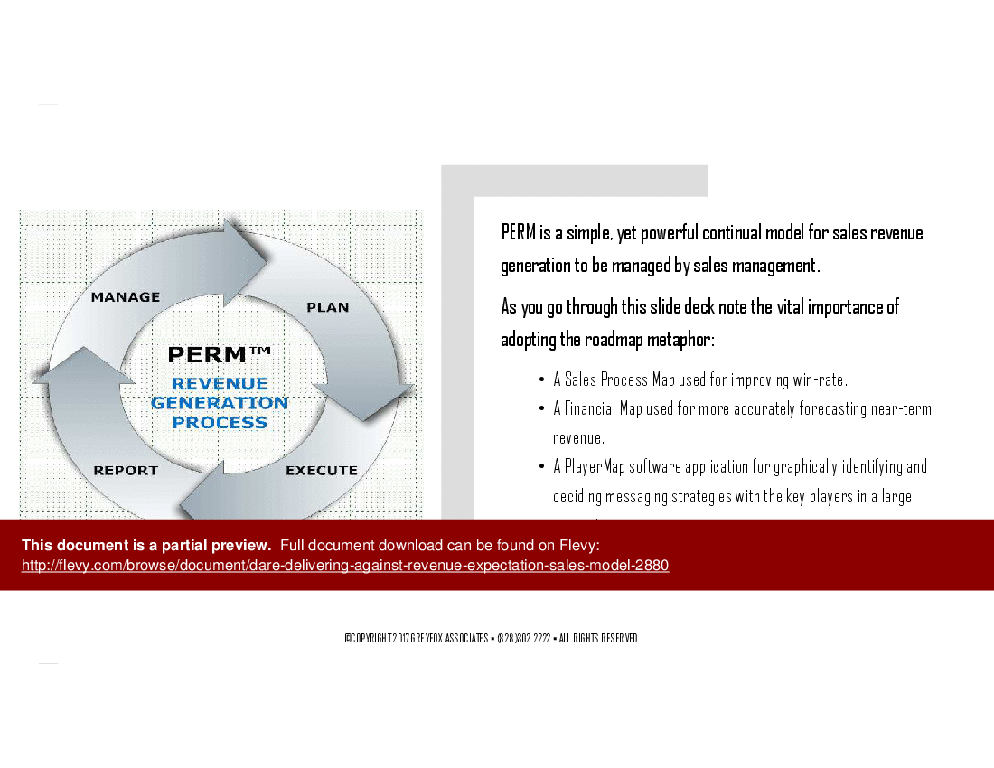 This is a partial preview of DARE (Delivering Against Revenue Expectation) Sales Model (36-slide PowerPoint presentation (PPTX)). Full document is 36 slides. 