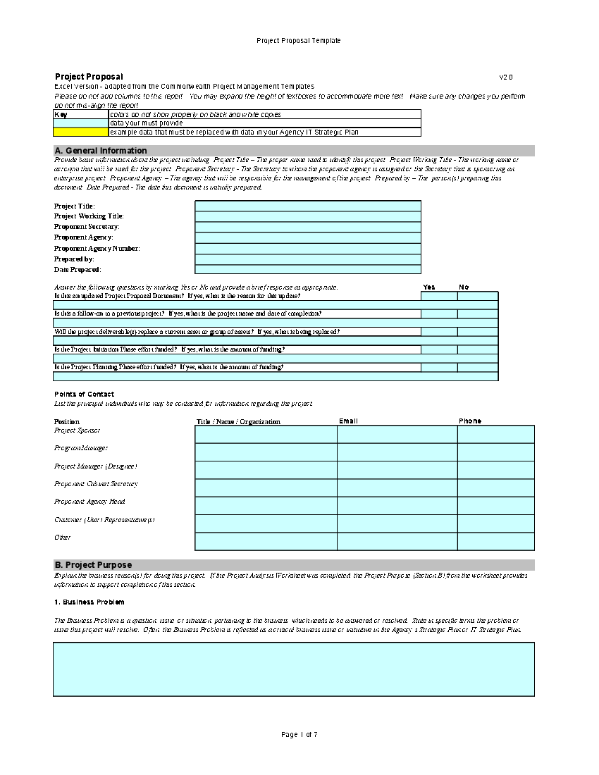 Excel Template Project Proposal Template (Excel template (XLS)) Flevy