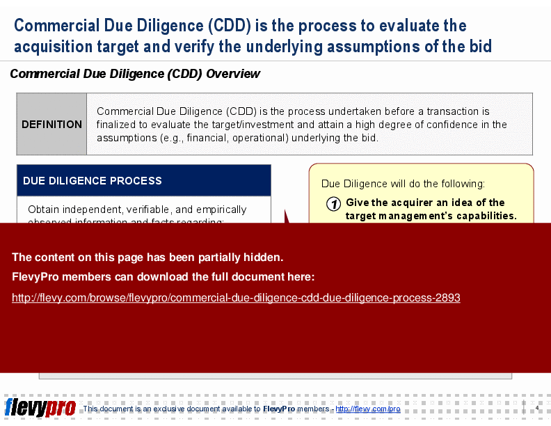 Commercial Due Diligence (CDD) - Due Diligence Process (16-slide PPT PowerPoint presentation (PPT)) Preview Image