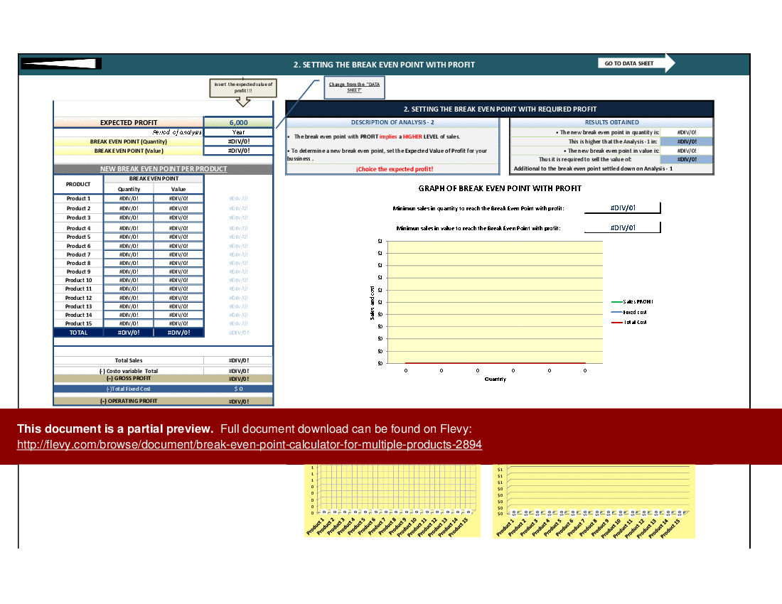 Break Even Point Calculator for Multiple Products (Excel template (XLSX)) Preview Image