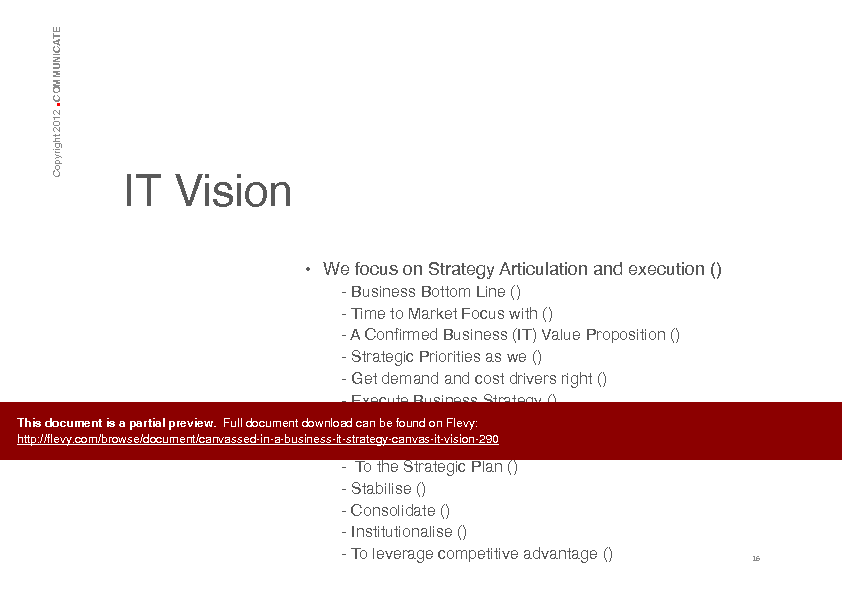 CANVASSED in a Business (IT) Strategy Canvas: IT Vision (196-page PDF document) Preview Image