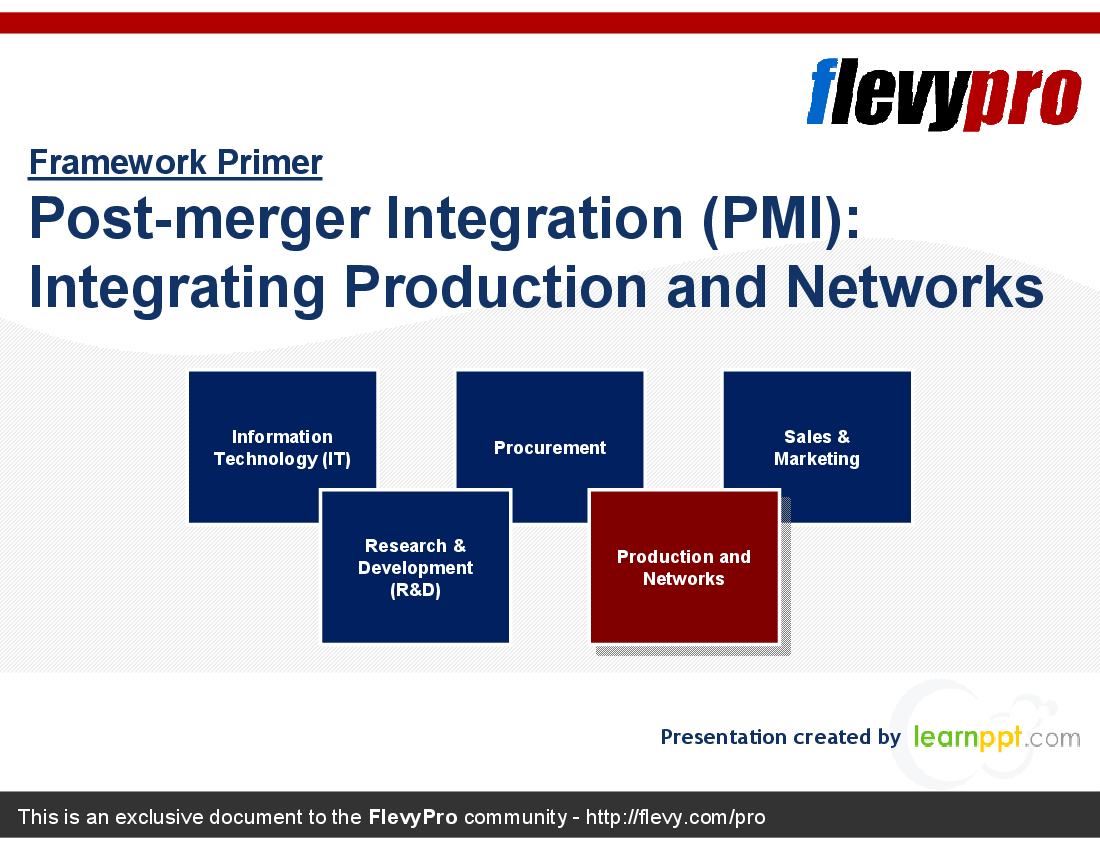 Post-merger Integration (PMI): Integrating Production and Networks (18-slide PowerPoint presentation (PPT)) Preview Image