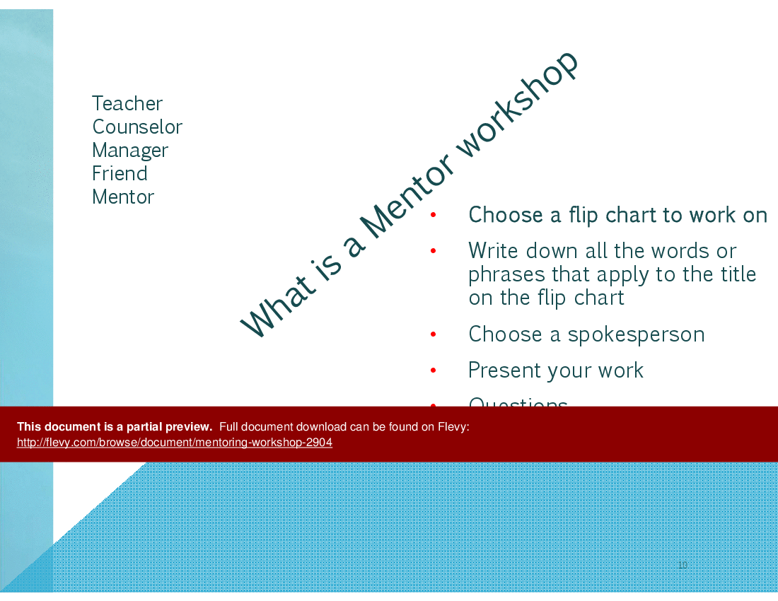 This is a partial preview of Mentoring Workshop (29-slide PowerPoint presentation (PPTX)). Full document is 29 slides. 