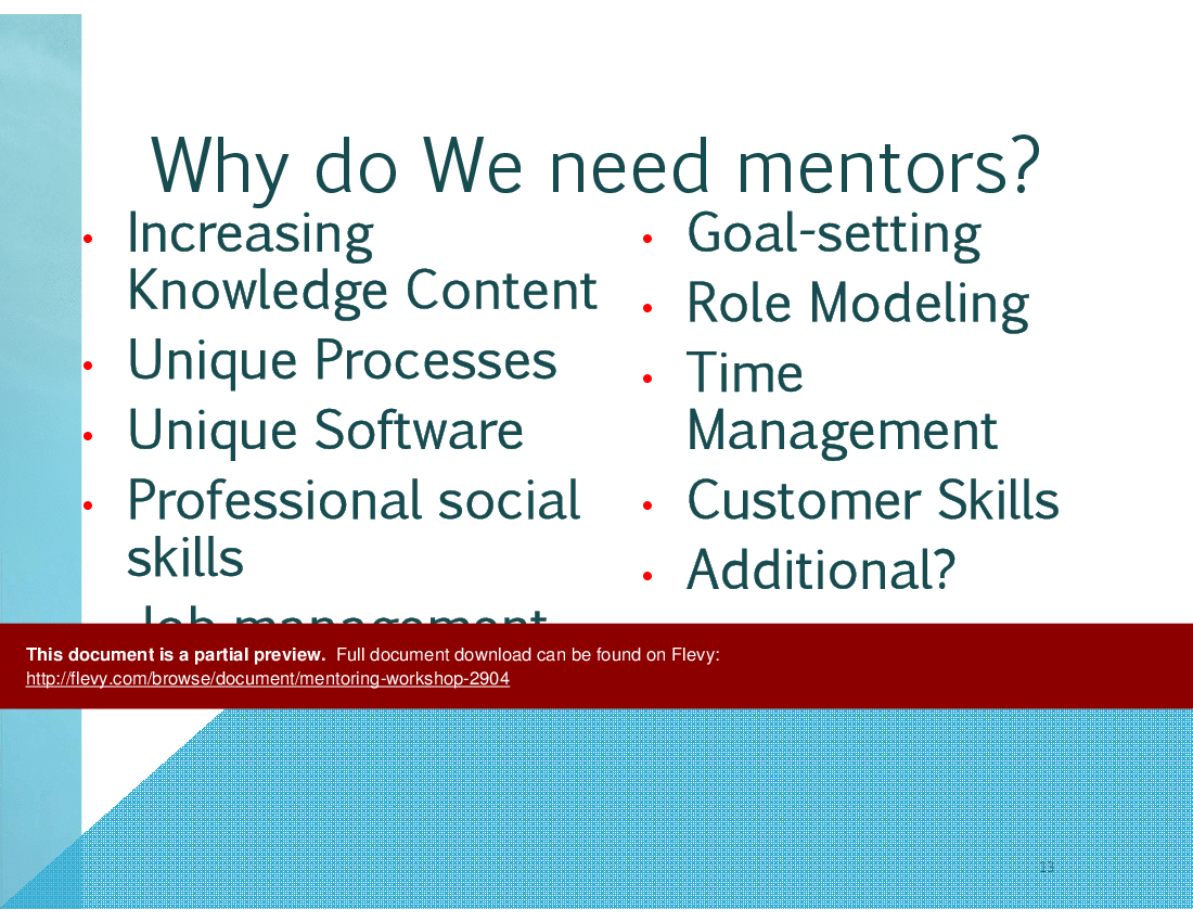 This is a partial preview of Mentoring Workshop (29-slide PowerPoint presentation (PPTX)). Full document is 29 slides. 
