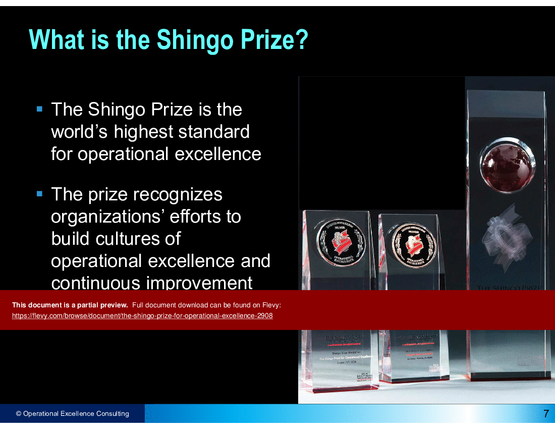 The Shingo Prize for Operational Excellence (88-slide PPT PowerPoint presentation (PPTX)) Preview Image