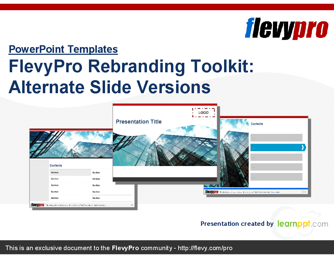 This is a partial preview of FlevyPro Rebranding Slides (47-slide PowerPoint presentation (PPT)). Full document is 47 slides. 