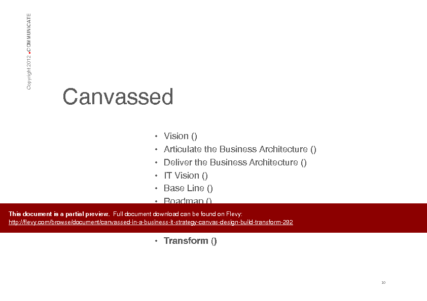 CANVASSED in a Business (IT) Strategy Canvas: Design, Build, Transform (130-page PDF document) Preview Image
