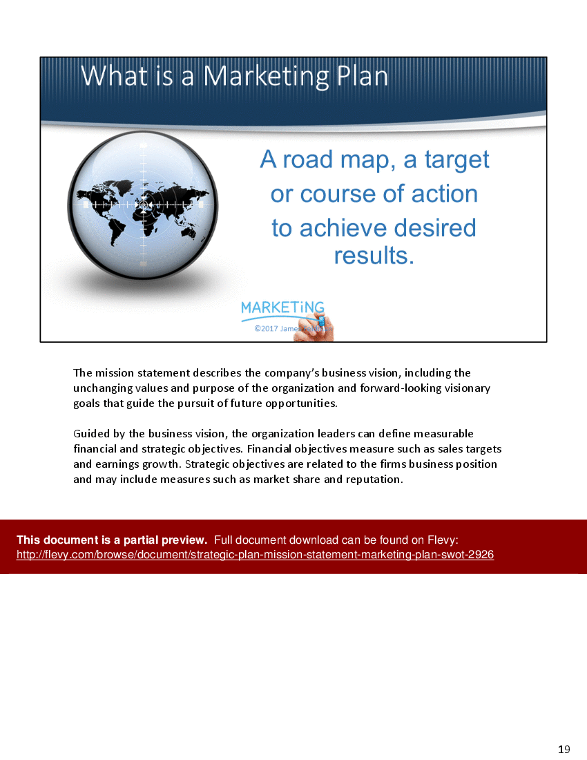 Strategic Plan (Mission Statement, Marketing Plan, SWOT) (38-slide PPT PowerPoint presentation (PPTX)) Preview Image
