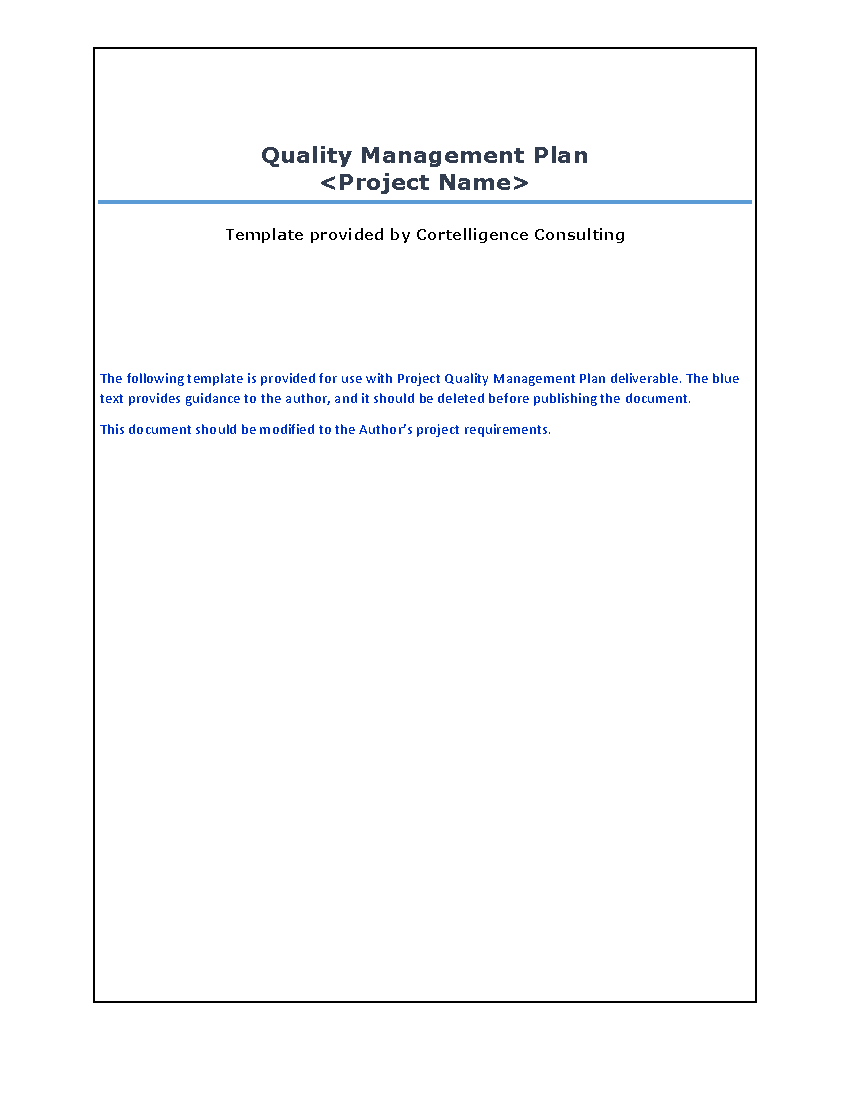 Project Quality Management Plan (29-page Word document) Preview Image