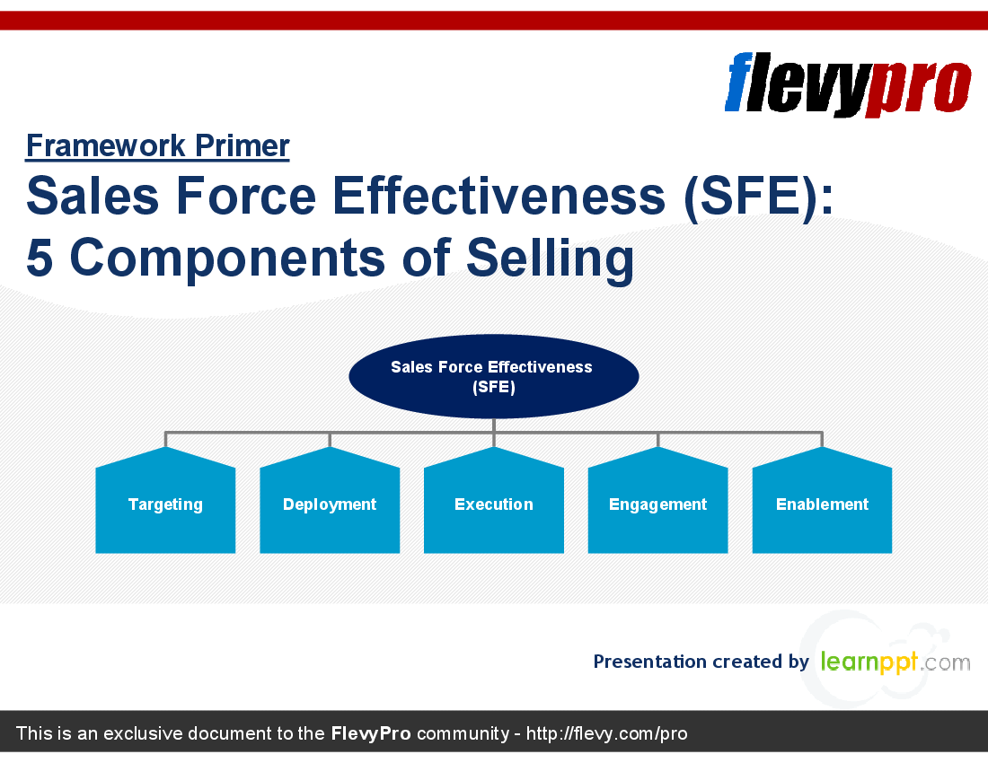 This is a partial preview of Sales Force Effectiveness (SFE): 5 Components of Selling (24-slide PowerPoint presentation (PPT)). Full document is 24 slides. 