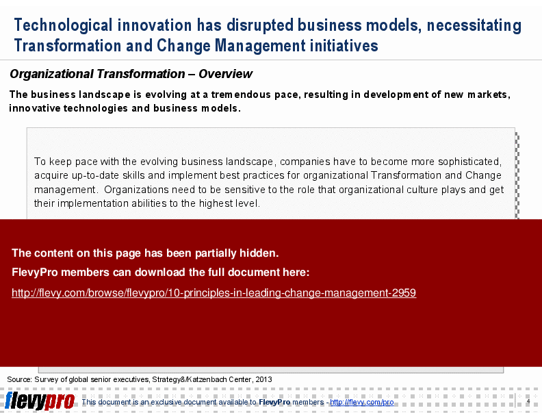 This is a partial preview of 10 Principles in Leading Change Management (17-slide PowerPoint presentation (PPT)). Full document is 17 slides. 