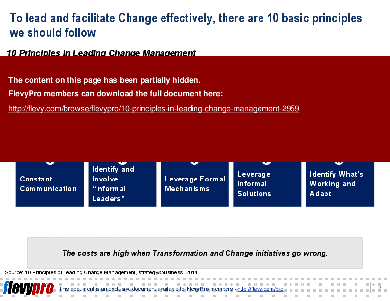 10 Principles in Leading Change Management (17-slide PowerPoint presentation (PPT)) Preview Image