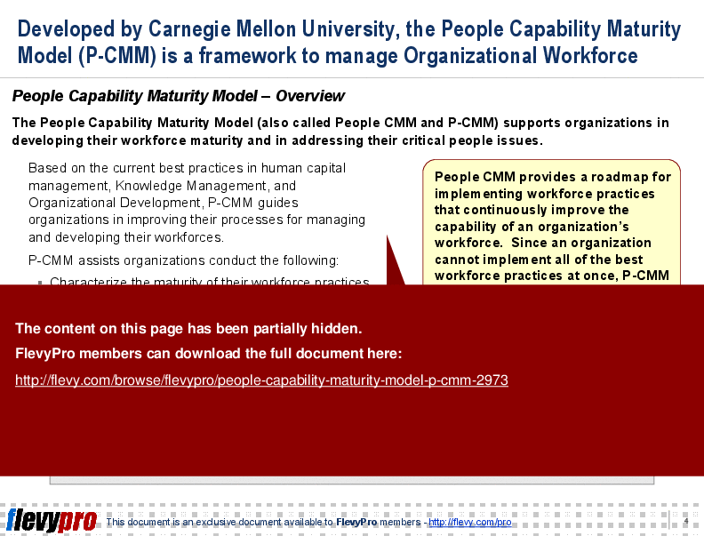 This is a partial preview of People Capability Maturity Model (P-CMM) (18-slide PowerPoint presentation (PPTX)). Full document is 18 slides. 