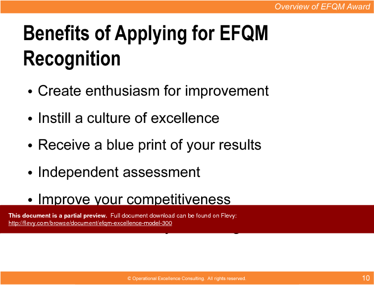 This is a partial preview of EFQM Excellence Model (83-slide PowerPoint presentation (PPTX)). Full document is 83 slides. 
