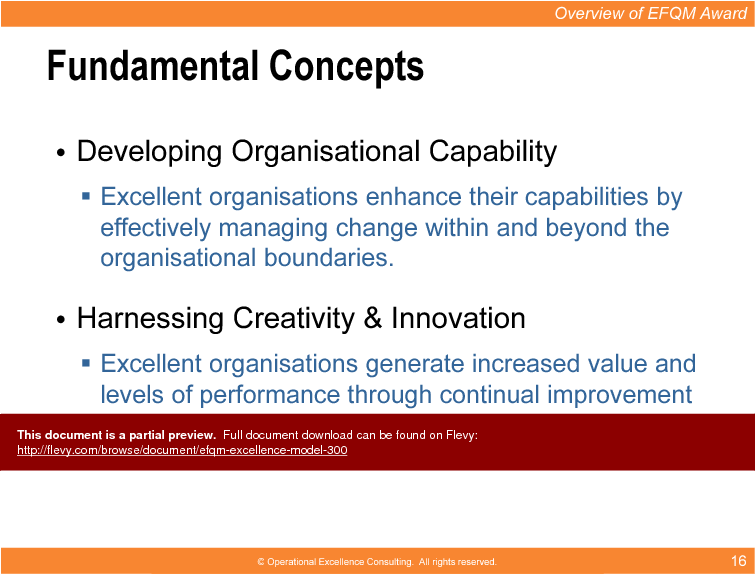 EFQM Excellence Model (83-slide PPT PowerPoint presentation (PPTX)) Preview Image
