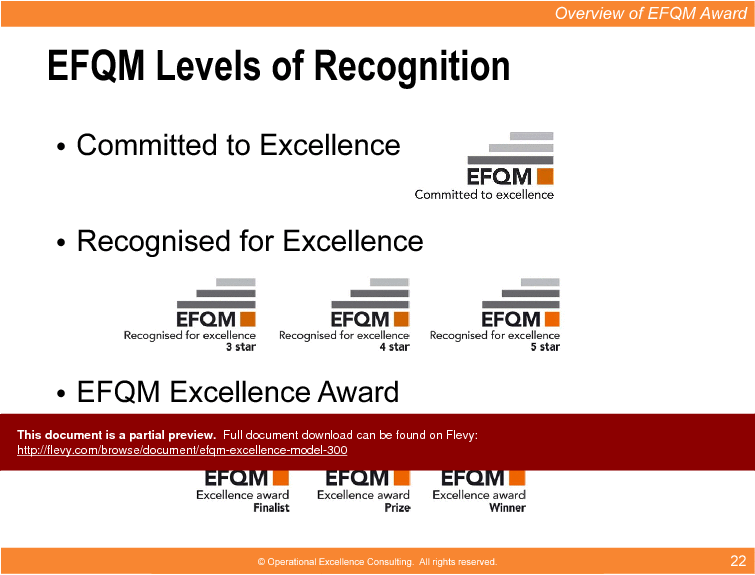 EFQM Excellence Model (83-slide PPT PowerPoint presentation (PPTX)) Preview Image