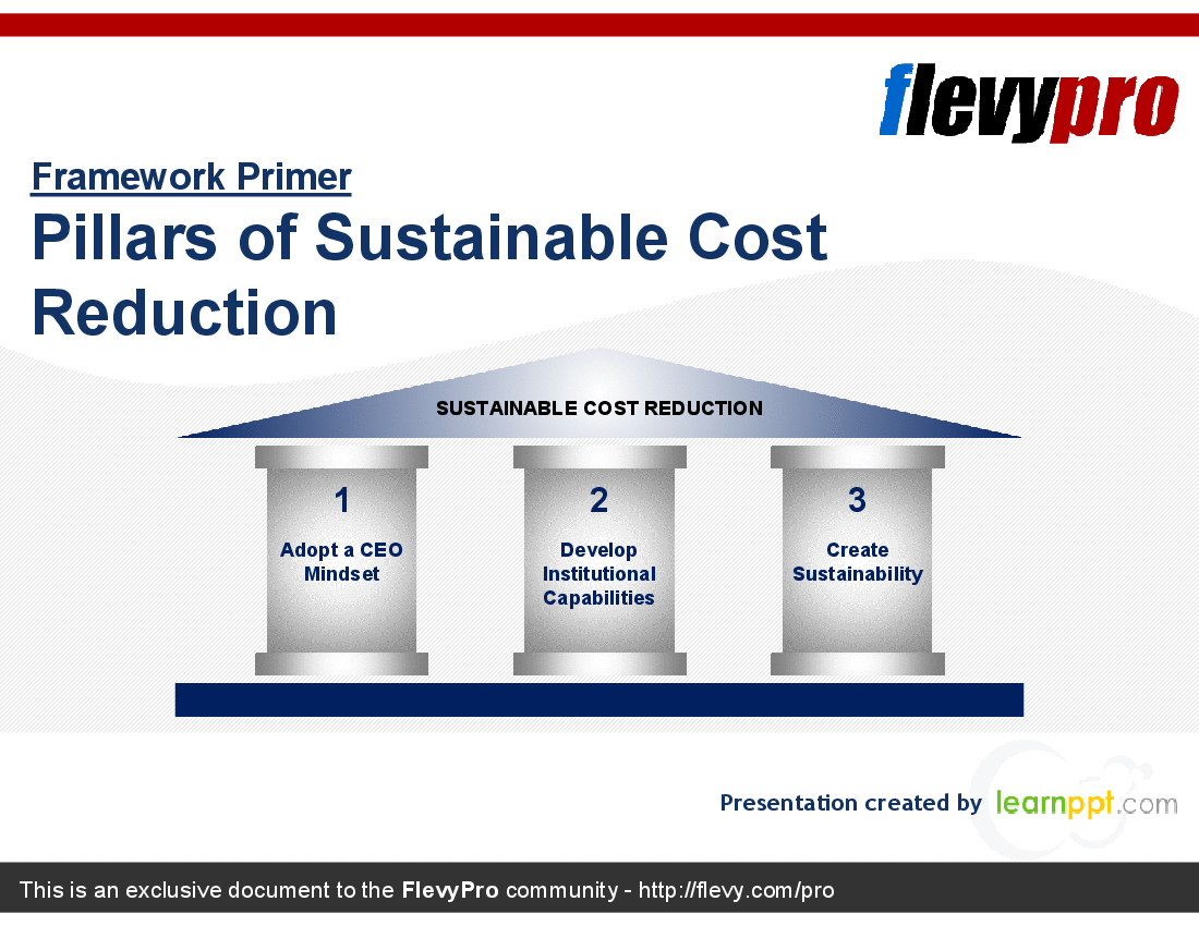 This is a partial preview of Pillars of Sustainable Cost Reduction (20-slide PowerPoint presentation (PPT)). Full document is 20 slides. 