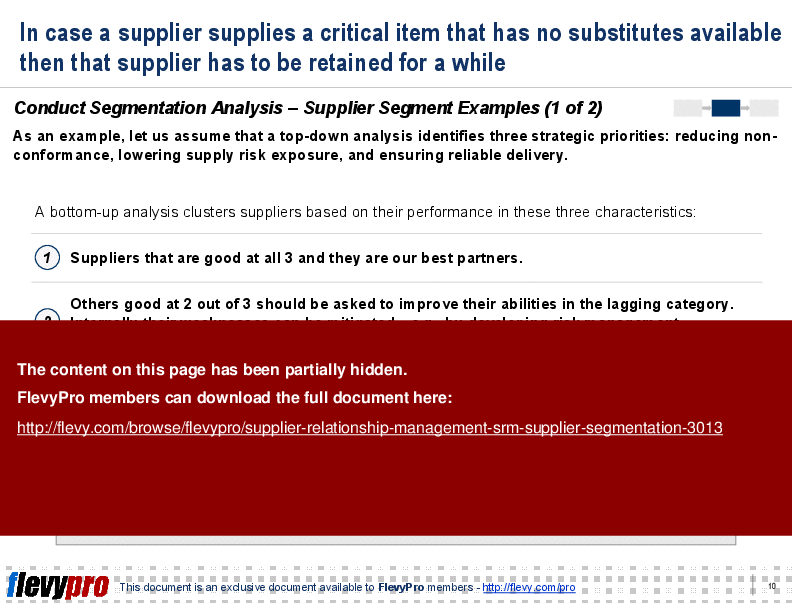 This is a partial preview of Supplier Relationship Management (SRM) - Supplier Segmentation (24-slide PowerPoint presentation (PPT)). Full document is 24 slides. 