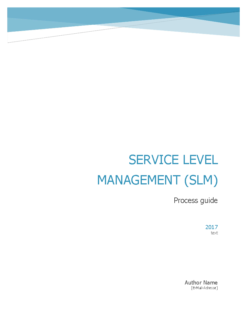 This is a partial preview of Service Level Management (SLM) Template - Process Guide (66-page Word document). Full document is 66 pages. 
