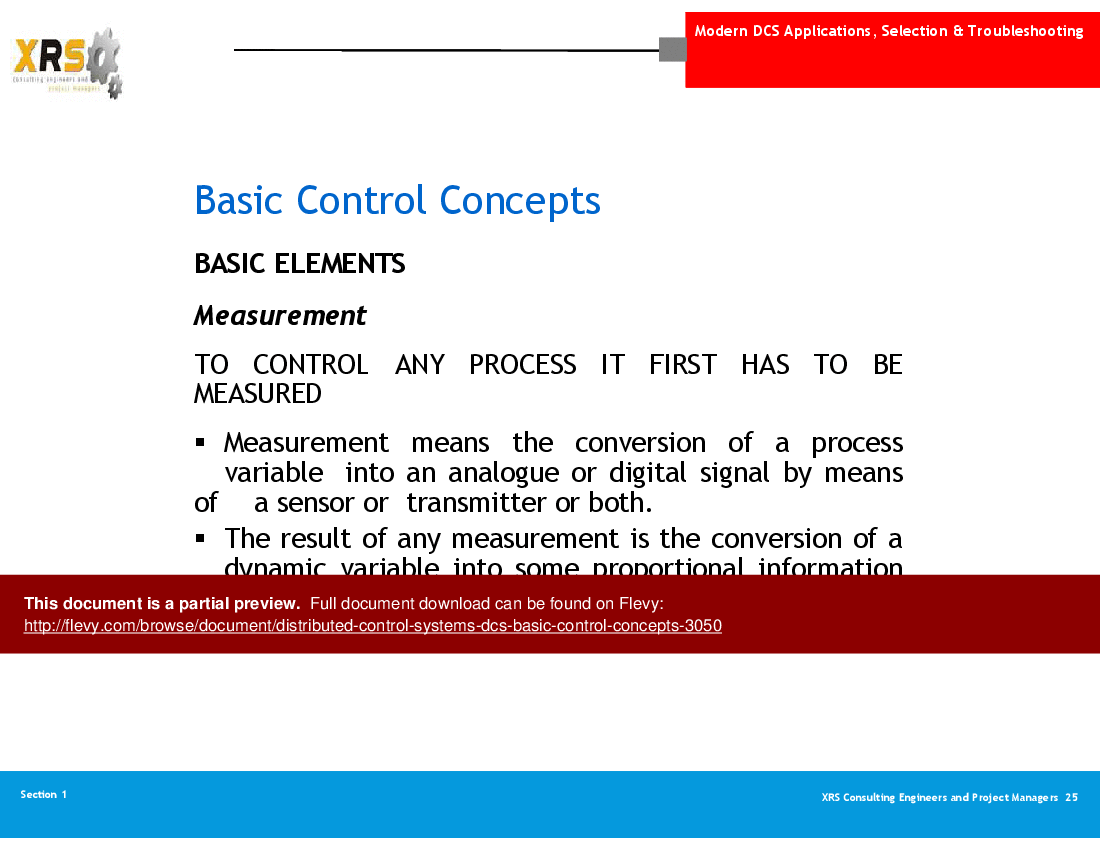Distributed Control Systems (DCS) - Basic Control Concepts (82-slide PPT PowerPoint presentation (PPT)) Preview Image