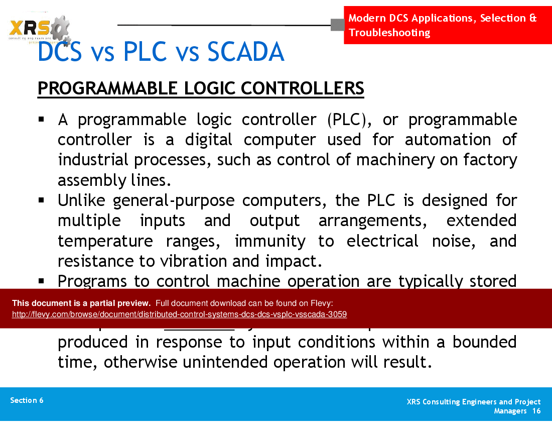 Distributed Control Systems (DCS) - DCS vs. PLC vs. SCADA (50-slide PPT PowerPoint presentation (PPT)) Preview Image