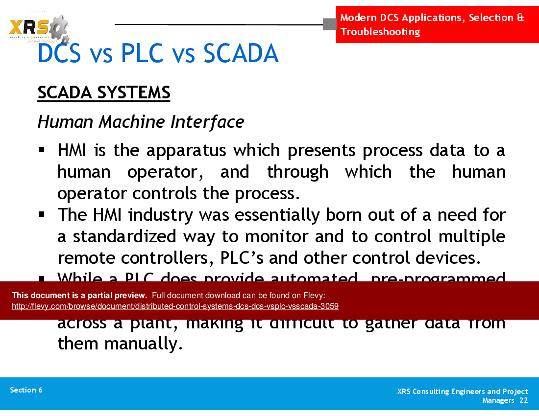 PPT: Distributed Control Systems (DCS) - DCS vs. PLC vs. SCADA (50 ...