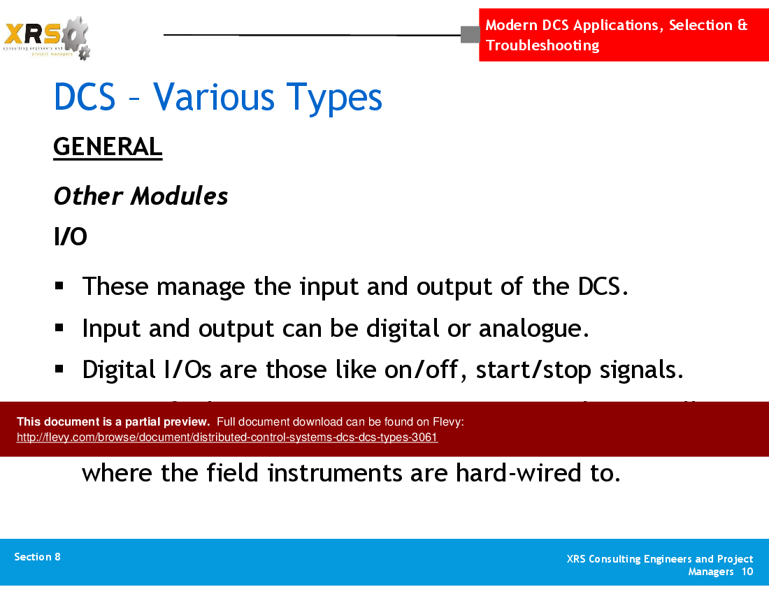 This is a partial preview of Distributed Control Systems (DCS) - DCS Types (48-slide PowerPoint presentation (PPT)). Full document is 48 slides. 