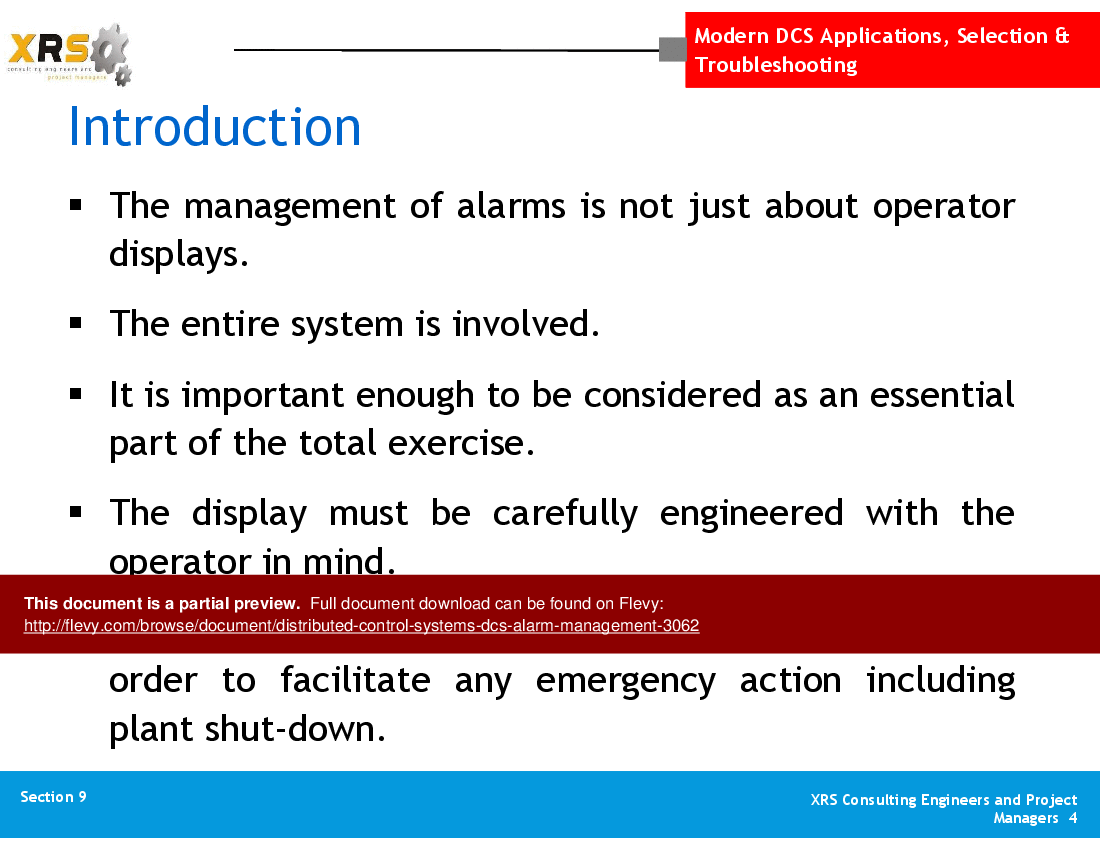 This is a partial preview of Distributed Control Systems (DCS) - Alarm Management (78-slide PowerPoint presentation (PPT)). Full document is 78 slides. 