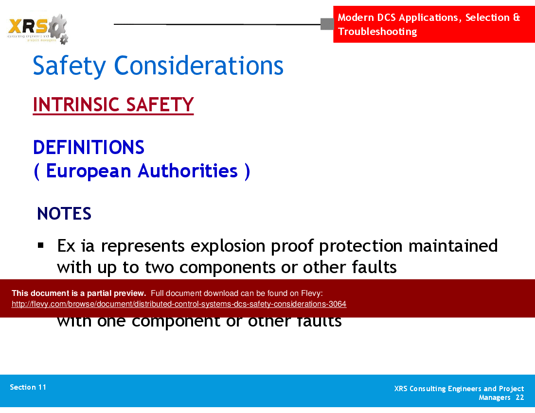 Distributed Control Systems (DCS) - Safety Considerations (42-slide PPT PowerPoint presentation (PPT)) Preview Image