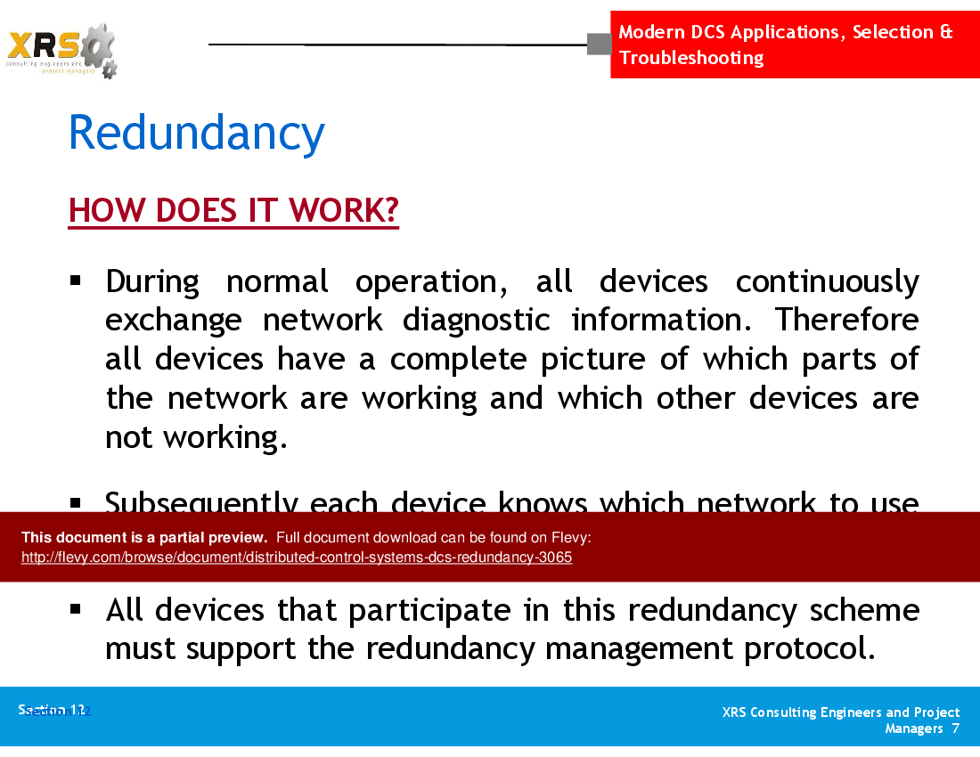 Distributed Control Systems (DCS) - Redundancy (28-slide PPT PowerPoint presentation (PPT)) Preview Image